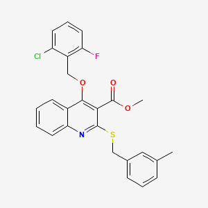 molecular formula C26H21ClFNO3S B6511916 methyl 4-[(2-chloro-6-fluorophenyl)methoxy]-2-{[(3-methylphenyl)methyl]sulfanyl}quinoline-3-carboxylate CAS No. 932302-29-9