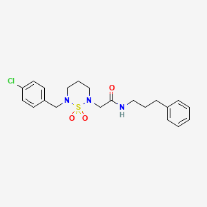 molecular formula C21H26ClN3O3S B6511936 2-{6-[(4-chlorophenyl)methyl]-1,1-dioxo-1lambda6,2,6-thiadiazinan-2-yl}-N-(3-phenylpropyl)acetamide CAS No. 932449-49-5