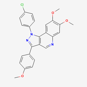 molecular formula C25H20ClN3O3 B6512029 1-(4-chlorophenyl)-7,8-dimethoxy-3-(4-methoxyphenyl)-1H-pyrazolo[4,3-c]quinoline CAS No. 932489-00-4