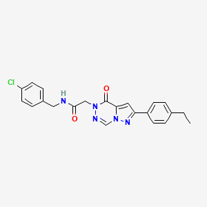 molecular formula C22H20ClN5O2 B6512030 N-[(4-chlorophenyl)methyl]-2-[2-(4-ethylphenyl)-4-oxo-4H,5H-pyrazolo[1,5-d][1,2,4]triazin-5-yl]acetamide CAS No. 932542-01-3