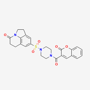 6-{[4-(2-oxo-2H-chromene-3-carbonyl)piperazin-1-yl]sulfonyl}-1-azatricyclo[6.3.1.0^{4,12}]dodeca-4(12),5,7-trien-11-one
