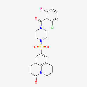 7-{[4-(2-chloro-6-fluorobenzoyl)piperazin-1-yl]sulfonyl}-1-azatricyclo[7.3.1.0^{5,13}]trideca-5,7,9(13)-trien-2-one