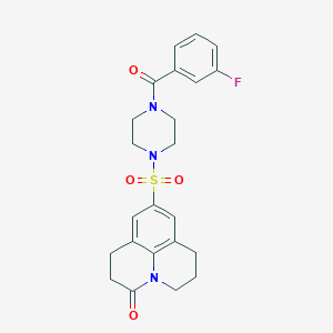 molecular formula C23H24FN3O4S B6512048 7-{[4-(3-fluorobenzoyl)piperazin-1-yl]sulfonyl}-1-azatricyclo[7.3.1.0^{5,13}]trideca-5,7,9(13)-trien-2-one CAS No. 946361-52-0