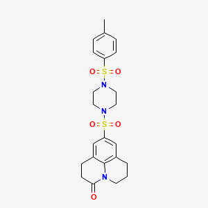 molecular formula C23H27N3O5S2 B6512063 7-{[4-(4-methylbenzenesulfonyl)piperazin-1-yl]sulfonyl}-1-azatricyclo[7.3.1.0^{5,13}]trideca-5,7,9(13)-trien-2-one CAS No. 946259-99-0