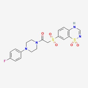 molecular formula C19H19FN4O5S2 B6512068 7-{2-[4-(4-fluorophenyl)piperazin-1-yl]-2-oxoethanesulfonyl}-4H-1lambda6,2,4-benzothiadiazine-1,1-dione CAS No. 946235-70-7