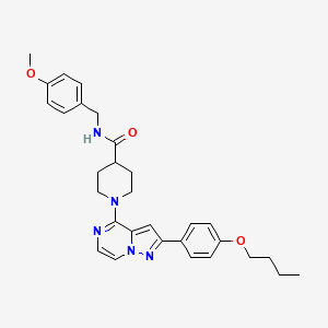 molecular formula C30H35N5O3 B6512077 1-[2-(4-butoxyphenyl)pyrazolo[1,5-a]pyrazin-4-yl]-N-[(4-methoxyphenyl)methyl]piperidine-4-carboxamide CAS No. 950474-25-6