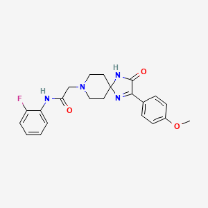 molecular formula C22H23FN4O3 B6512138 N-(2-fluorophenyl)-2-[2-(4-methoxyphenyl)-3-oxo-1,4,8-triazaspiro[4.5]dec-1-en-8-yl]acetamide CAS No. 932339-31-6