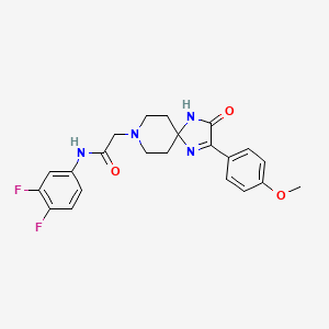 molecular formula C22H22F2N4O3 B6512147 N-(3,4-difluorophenyl)-2-[2-(4-methoxyphenyl)-3-oxo-1,4,8-triazaspiro[4.5]dec-1-en-8-yl]acetamide CAS No. 932500-33-9