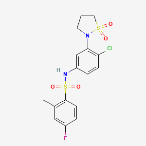N-[4-chloro-3-(1,1-dioxo-1lambda6,2-thiazolidin-2-yl)phenyl]-4-fluoro-2-methylbenzene-1-sulfonamide