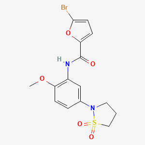 molecular formula C15H15BrN2O5S B6512161 5-bromo-N-[5-(1,1-dioxo-1lambda6,2-thiazolidin-2-yl)-2-methoxyphenyl]furan-2-carboxamide CAS No. 946216-42-8