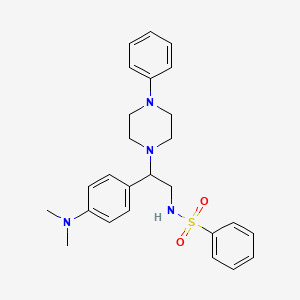 molecular formula C26H32N4O2S B6512172 N-{2-[4-(dimethylamino)phenyl]-2-(4-phenylpiperazin-1-yl)ethyl}benzenesulfonamide CAS No. 932363-67-2