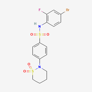 molecular formula C16H16BrFN2O4S2 B6512192 N-(4-bromo-2-fluorophenyl)-4-(1,1-dioxo-1lambda6,2-thiazinan-2-yl)benzene-1-sulfonamide CAS No. 895793-04-1
