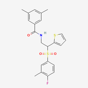 N-[2-(4-fluoro-3-methylbenzenesulfonyl)-2-(thiophen-2-yl)ethyl]-3,5-dimethylbenzamide