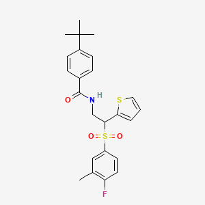 molecular formula C24H26FNO3S2 B6512253 4-tert-butyl-N-[2-(4-fluoro-3-methylbenzenesulfonyl)-2-(thiophen-2-yl)ethyl]benzamide CAS No. 946264-68-2