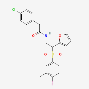 molecular formula C21H19ClFNO4S B6512283 2-(4-chlorophenyl)-N-[2-(4-fluoro-3-methylbenzenesulfonyl)-2-(furan-2-yl)ethyl]acetamide CAS No. 946243-56-7