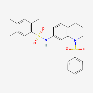 N-[1-(benzenesulfonyl)-1,2,3,4-tetrahydroquinolin-7-yl]-2,4,5-trimethylbenzene-1-sulfonamide