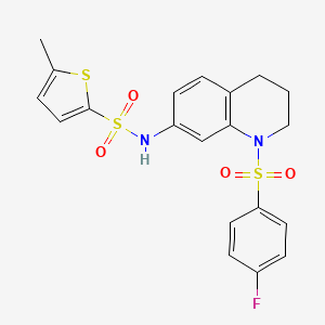 molecular formula C20H19FN2O4S3 B6512311 N-[1-(4-fluorobenzenesulfonyl)-1,2,3,4-tetrahydroquinolin-7-yl]-5-methylthiophene-2-sulfonamide CAS No. 946352-39-2