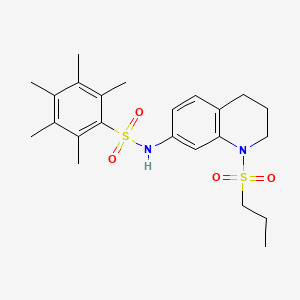 2,3,4,5,6-pentamethyl-N-[1-(propane-1-sulfonyl)-1,2,3,4-tetrahydroquinolin-7-yl]benzene-1-sulfonamide