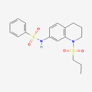 molecular formula C18H22N2O4S2 B6512337 N-[1-(propane-1-sulfonyl)-1,2,3,4-tetrahydroquinolin-7-yl]benzenesulfonamide CAS No. 946300-89-6