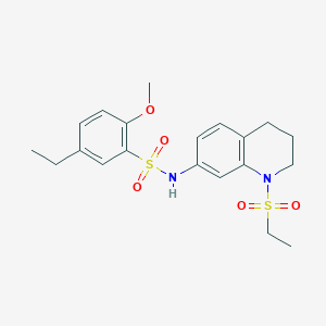 molecular formula C20H26N2O5S2 B6512372 N-[1-(ethanesulfonyl)-1,2,3,4-tetrahydroquinolin-7-yl]-5-ethyl-2-methoxybenzene-1-sulfonamide CAS No. 946250-30-2