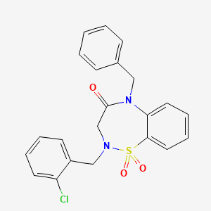 molecular formula C22H19ClN2O3S B6512491 5-benzyl-2-[(2-chlorophenyl)methyl]-2,3,4,5-tetrahydro-1lambda6,2,5-benzothiadiazepine-1,1,4-trione CAS No. 951598-79-1