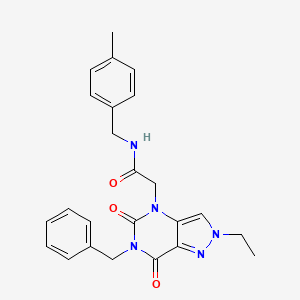 2-{6-benzyl-2-ethyl-5,7-dioxo-2H,4H,5H,6H,7H-pyrazolo[4,3-d]pyrimidin-4-yl}-N-[(4-methylphenyl)methyl]acetamide
