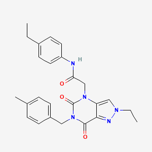 molecular formula C25H27N5O3 B6512597 2-{2-ethyl-6-[(4-methylphenyl)methyl]-5,7-dioxo-2H,4H,5H,6H,7H-pyrazolo[4,3-d]pyrimidin-4-yl}-N-(4-ethylphenyl)acetamide CAS No. 951593-52-5