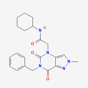 molecular formula C21H25N5O3 B6512626 2-{6-benzyl-2-methyl-5,7-dioxo-2H,4H,5H,6H,7H-pyrazolo[4,3-d]pyrimidin-4-yl}-N-cyclohexylacetamide CAS No. 951594-60-8