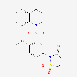 molecular formula C19H20N2O6S2 B6512647 2-[4-methoxy-3-(1,2,3,4-tetrahydroquinoline-1-sulfonyl)phenyl]-1lambda6,2-thiazolidine-1,1,3-trione CAS No. 1015572-01-6