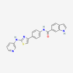 molecular formula C23H17N5OS B6512691 N-(4-{2-[(pyridin-3-yl)amino]-1,3-thiazol-4-yl}phenyl)-1H-indole-6-carboxamide CAS No. 1798045-97-2