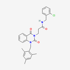 molecular formula C28H28ClN3O3 B6512828 N-[(2-chlorophenyl)methyl]-3-{2,4-dioxo-1-[(2,4,6-trimethylphenyl)methyl]-1,2,3,4-tetrahydroquinazolin-3-yl}propanamide CAS No. 865655-69-2