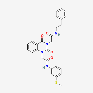 molecular formula C27H26N4O4S B6512830 2-[1-({[3-(methylsulfanyl)phenyl]carbamoyl}methyl)-2,4-dioxo-1,2,3,4-tetrahydroquinazolin-3-yl]-N-(2-phenylethyl)acetamide CAS No. 865655-92-1