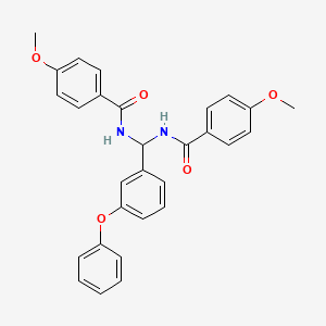 4-methoxy-N-{[(4-methoxyphenyl)formamido](3-phenoxyphenyl)methyl}benzamide