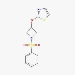 molecular formula C12H12N2O3S2 B6512892 2-{[1-(benzenesulfonyl)azetidin-3-yl]oxy}-1,3-thiazole CAS No. 1797161-17-1