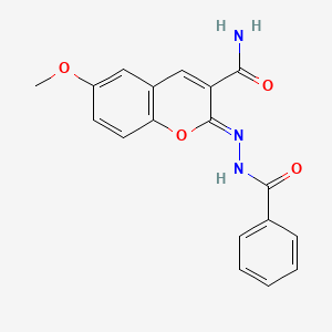 (2Z)-6-methoxy-2-[(phenylformamido)imino]-2H-chromene-3-carboxamide