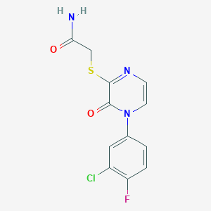 molecular formula C12H9ClFN3O2S B6512940 2-{[4-(3-chloro-4-fluorophenyl)-3-oxo-3,4-dihydropyrazin-2-yl]sulfanyl}acetamide CAS No. 899987-67-8