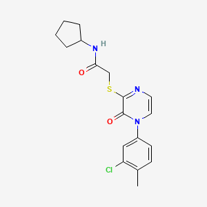 2-{[4-(3-chloro-4-methylphenyl)-3-oxo-3,4-dihydropyrazin-2-yl]sulfanyl}-N-cyclopentylacetamide