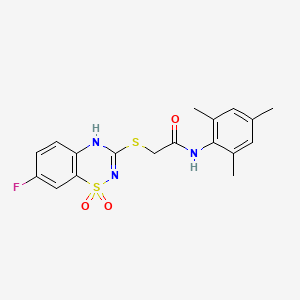 2-[(7-fluoro-1,1-dioxo-4H-1lambda6,2,4-benzothiadiazin-3-yl)sulfanyl]-N-(2,4,6-trimethylphenyl)acetamide