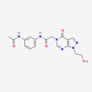 molecular formula C17H18N6O4 B6513011 N-(3-acetamidophenyl)-2-[1-(2-hydroxyethyl)-4-oxo-1H,4H,5H-pyrazolo[3,4-d]pyrimidin-5-yl]acetamide CAS No. 899742-72-4