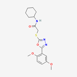 molecular formula C18H23N3O4S B6513017 N-cyclohexyl-2-{[5-(2,5-dimethoxyphenyl)-1,3,4-oxadiazol-2-yl]sulfanyl}acetamide CAS No. 851129-68-5