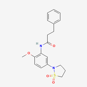 molecular formula C19H22N2O4S B6513067 N-[5-(1,1-dioxo-1lambda6,2-thiazolidin-2-yl)-2-methoxyphenyl]-3-phenylpropanamide CAS No. 950474-60-9