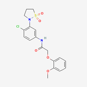molecular formula C18H19ClN2O5S B6513097 N-[4-chloro-3-(1,1-dioxo-1lambda6,2-thiazolidin-2-yl)phenyl]-2-(2-methoxyphenoxy)acetamide CAS No. 946261-94-5