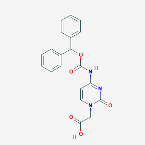 molecular formula C20H17N3O5 B065131 2-(4-(((Benzhydryloxy)carbonyl)amino)-2-oxopyrimidin-1(2H)-yl)acetic acid CAS No. 186046-78-6