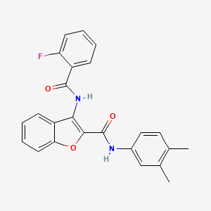 N-(3,4-dimethylphenyl)-3-(2-fluorobenzamido)-1-benzofuran-2-carboxamide