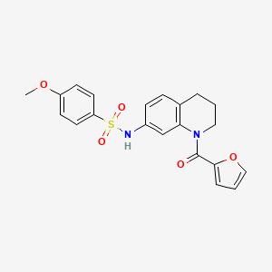molecular formula C21H20N2O5S B6513125 N-[1-(furan-2-carbonyl)-1,2,3,4-tetrahydroquinolin-7-yl]-4-methoxybenzene-1-sulfonamide CAS No. 946369-57-9