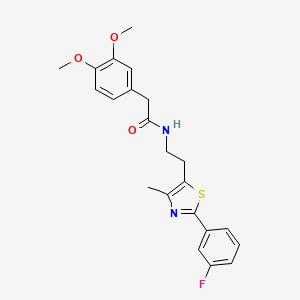 molecular formula C22H23FN2O3S B6513160 2-(3,4-dimethoxyphenyl)-N-{2-[2-(3-fluorophenyl)-4-methyl-1,3-thiazol-5-yl]ethyl}acetamide CAS No. 946374-99-8