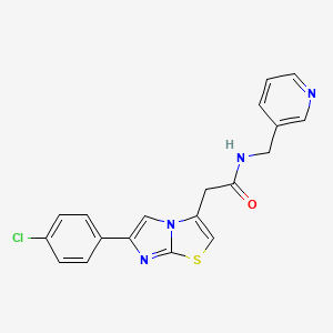 molecular formula C19H15ClN4OS B6513171 2-[6-(4-chlorophenyl)imidazo[2,1-b][1,3]thiazol-3-yl]-N-[(pyridin-3-yl)methyl]acetamide CAS No. 897457-84-0