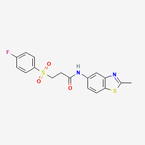 molecular formula C17H15FN2O3S2 B6513220 3-(4-fluorobenzenesulfonyl)-N-(2-methyl-1,3-benzothiazol-5-yl)propanamide CAS No. 895471-66-6