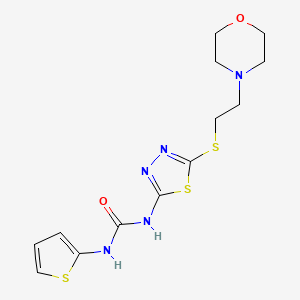 molecular formula C13H17N5O2S3 B6513280 3-(5-{[2-(morpholin-4-yl)ethyl]sulfanyl}-1,3,4-thiadiazol-2-yl)-1-(thiophen-2-yl)urea CAS No. 1001829-14-6