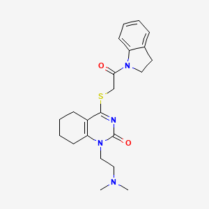 molecular formula C22H28N4O2S B6513281 4-{[2-(2,3-dihydro-1H-indol-1-yl)-2-oxoethyl]sulfanyl}-1-[2-(dimethylamino)ethyl]-1,2,5,6,7,8-hexahydroquinazolin-2-one CAS No. 899950-41-5